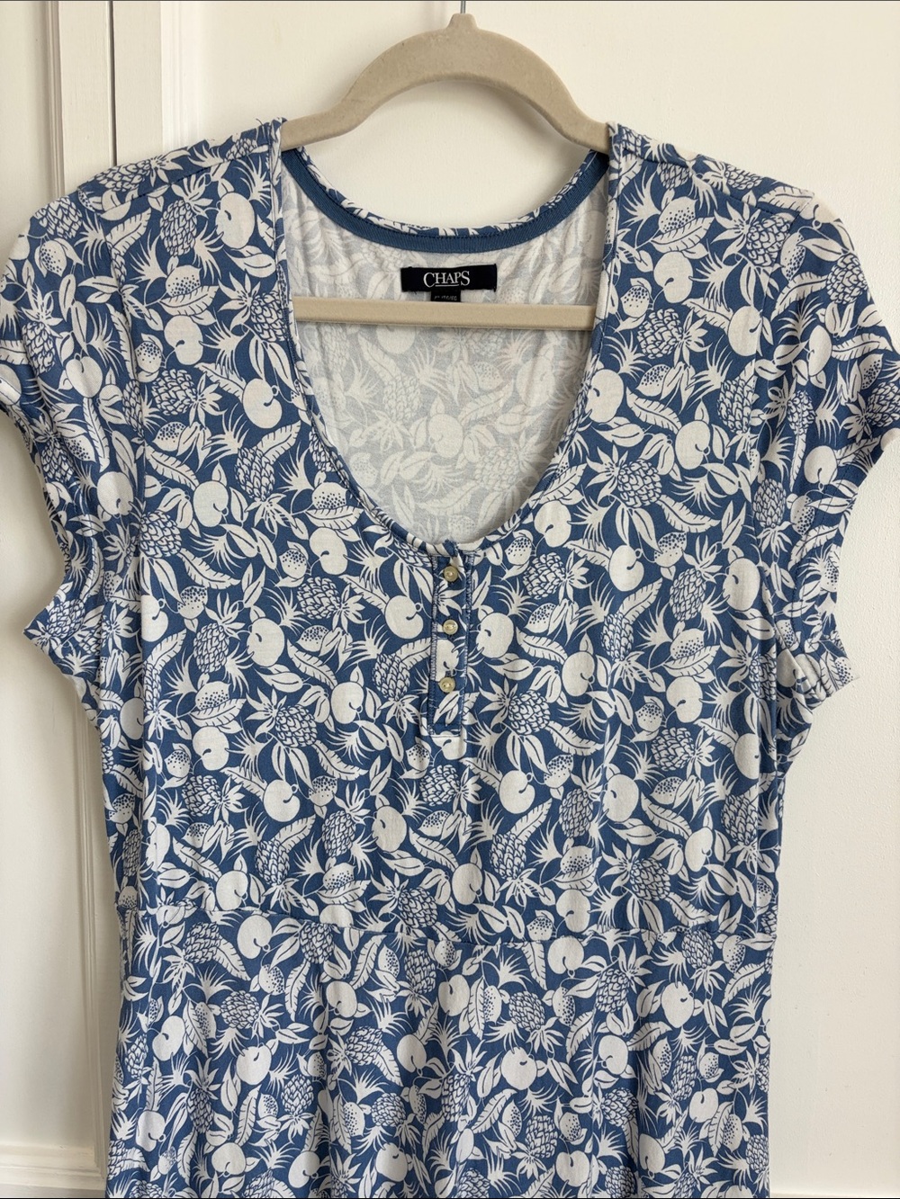 Chaps Blue and White Floral V-Neck Maxi Dress - Picture 6 of 6